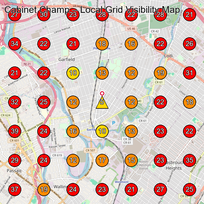 Cabinet Champ GeoGrid visibility map for Carpenter in Wallington
